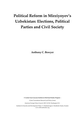 Political Reform in Mirziyoyev's Uzbekistan
