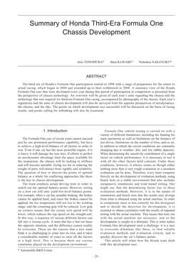 Summary of Honda Third-Era Formula One Chassis Development
