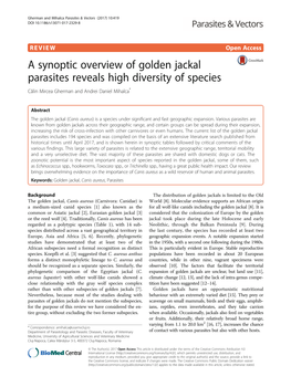 A Synoptic Overview of Golden Jackal Parasites Reveals High Diversity of Species Călin Mircea Gherman and Andrei Daniel Mihalca*