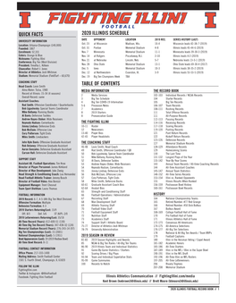 2020 Illinois Schedule Quick Facts Table of Contents