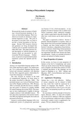 Parsing a Polysynthetic Language