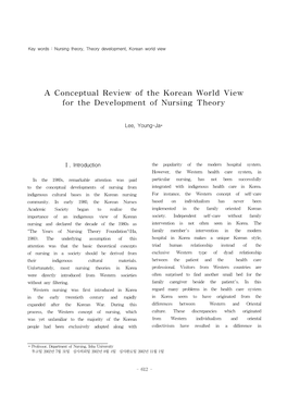 A Conceptual Review of the Korean World View for the Development of Nursing Theory