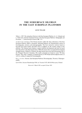 The Subsurface Silurian in the East European Platform