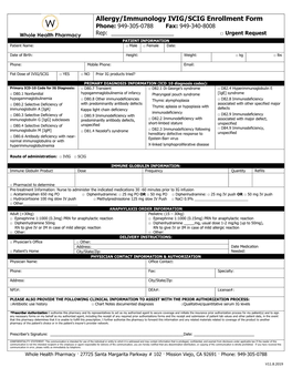 Allergy/Immunology IVIG/SCIG Enrollment Form