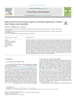 Effect of Key Priority Forestry Programs on Off-Farm Employment