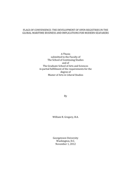 Flags of Convenience: the Development of Open Registries in the Global Maritime Business and Implications for Modern Seafarers