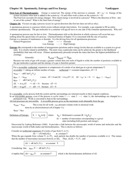 Chapter 10: Spontaneity, Entropy and Free Energy Vankoppen Ssolid < Sliquid << Sgas