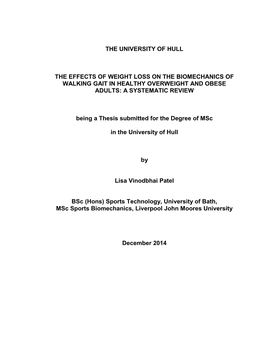 The University of Hull the Effects Of