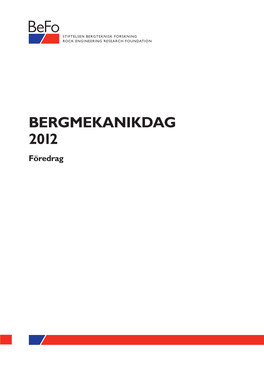 BERGMEKANIKDAG 2012 Föredrag