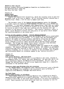 RHODESIAN NEVS Stavbary National Student Christian Federation Committee on Southern Africa 475 Riverside Drive, Room 754 New York, New York 10027