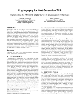 Cryptography for Next Generation TLS