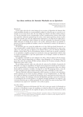 Las Ideas Estéticas De Antonio Machado En Su Epistolario