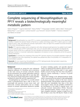 Complete Sequencing of Novosphingobium Sp. PP1Y