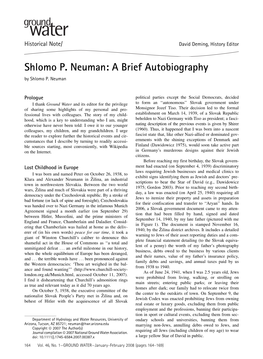 Shlomo P. Neuman: a Brief Autobiography by Shlomo P