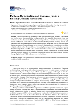 Platform Optimization and Cost Analysis in a Floating Offshore Wind Farm