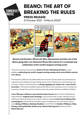 Beano: the Art of Breaking the Rules Press Release