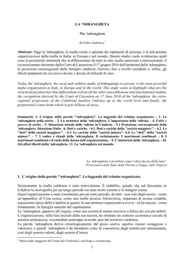 Ndrangheta, La Mafia Rurale E Spietata Dei Rapimenti Di Persona, È La Più Potente Organizzazione Della Mafia in Italia, in Europa E Nel Mondo