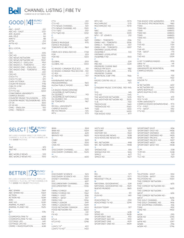 Channel Listing Fibe Tv Current As of October 15, 2015