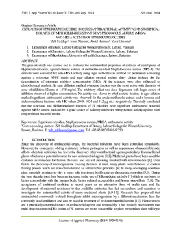 Extracts of Hypericum Ericoides Possess Antibacterial Activity