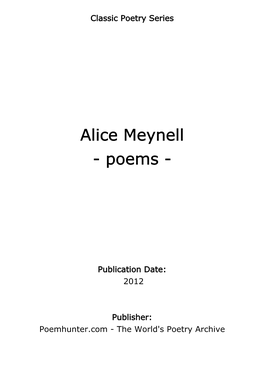 Alice Meynell - Poems