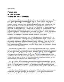 Preachers in the Service of Bishop John Carroll