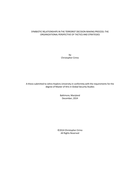 Symbiotic Relationships in the Terrorist Decision Making Process: the Organizational Perspective of Tactics and Strategies