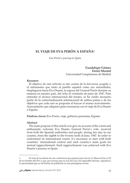 Pdf El Viaje De Eva Perón a España / Guadalupe Gómez-Ferrer Morant