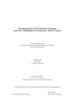 Interpretation of Cometary Images and the Modeling of Cometary Dust Comae