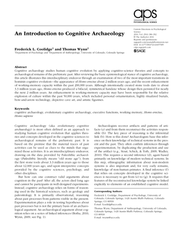 An Introduction to Cognitive Archaeology Research-Article6570852016