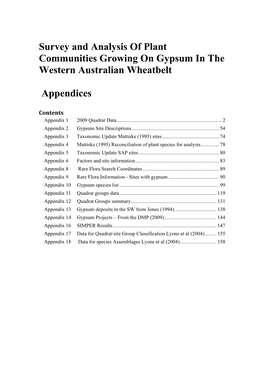 Survey and Analysis of Plant Communities Growing on Gypsum in the Western Australian Wheatbelt