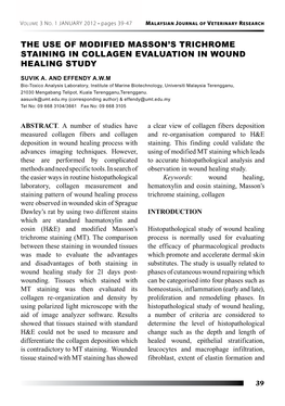 The Use of Modified Masson's Trichrome Staining in Collagen