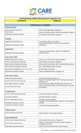 Participating LASCO Moneygram® Agents List Locations Address