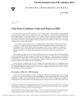 Cola Wars Continue: Coke and Pepsi in 2010