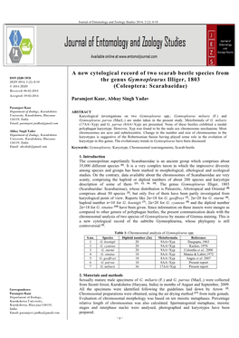A New Cytological Record of Two Scarab Beetle Species from the Genus