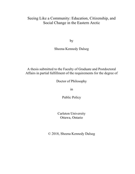 Seeing Like a Community: Education, Citizenship, and Social Change in the Eastern Arctic