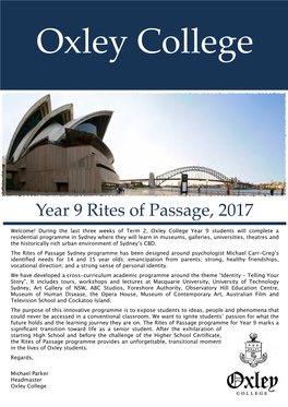Year 9 Rites of Passage, 2017