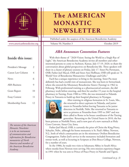 The AMERICAN MONASTIC NEWSLETTER