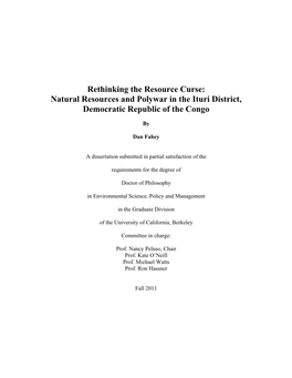 Natural Resources and Polywar in the Ituri District, Democratic Republic of the Congo