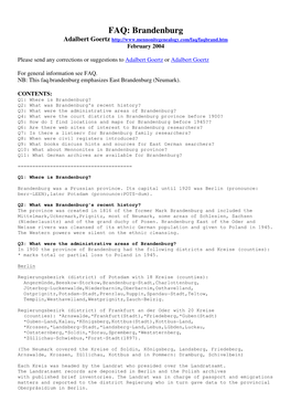 FAQ: Brandenburg Adalbert Goertz February 2004