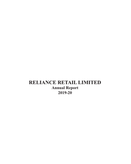 RELIANCE RETAIL LIMITED Annual Report 2019-20