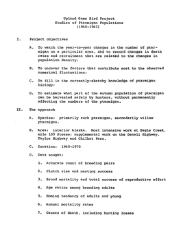 Upland Game Bird Project Studies of Ptarmigan Populations (1960-1963)