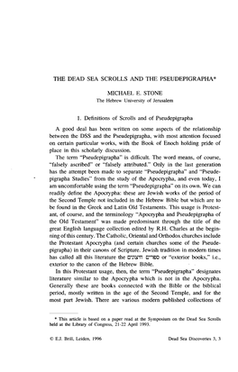 The Dead Sea Scrolls and the Pseudepigrapha* Michael E