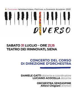 Ore 21,15 Teatro Dei Rinnovati, Siena Concerto Del Corso Di Direzione D'orchestra