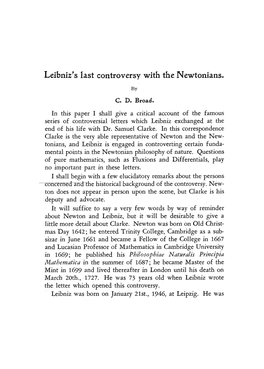 Leibniz's Last Controversy with the Newtonians