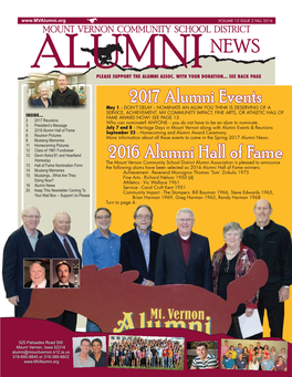 NEWS 2017 Alumni Events 2016 Alumni Hall of Fame