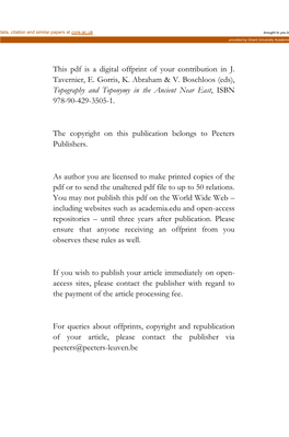 This Pdf Is a Digital Offprint of Your Contribution in J. Tavernier, E