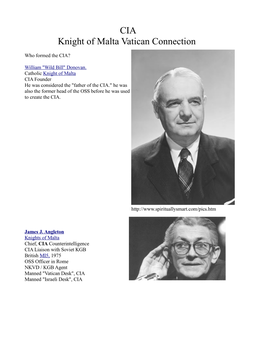 CIA Knight of Malta Vatican Connection