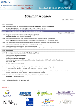 Scientific Program December 9, 2014