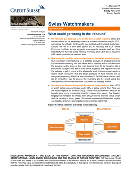 Swiss Watchmakers the Ideas Engine Series Showcases Credit Suisse’S Unique Insights and Investment Ideas