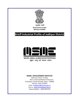 Brieff Industrial Profile of Jodhpur District